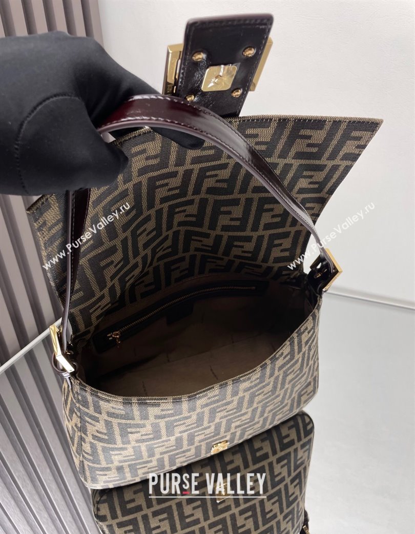 Fendi Vintage Medium Hobo Bag in FF Fabric Brown/Gold 2025 0210 (AFEI-250210044)