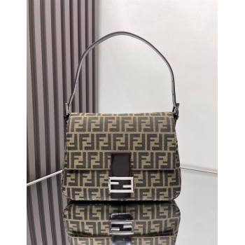 Fendi Vintage Medium Hobo Bag in FF Fabric Brown/Silver 2025 0210 (AFEI-250210045)