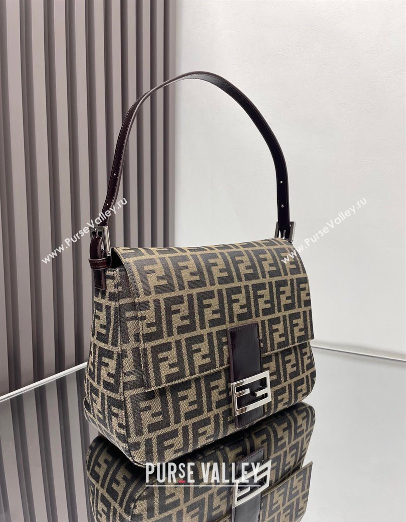 Fendi Vintage Medium Hobo Bag in FF Fabric Brown/Silver 2025 0210 (AFEI-250210045)