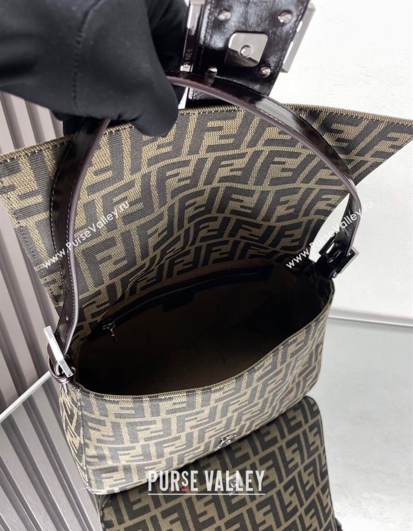 Fendi Vintage Medium Hobo Bag in FF Fabric Brown/Silver 2025 0210 (AFEI-250210045)