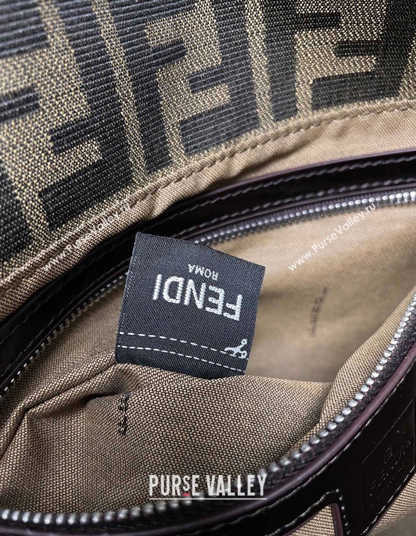 Fendi Vintage Medium Hobo Bag in FF Fabric Brown/Silver 2025 0210 (AFEI-250210045)