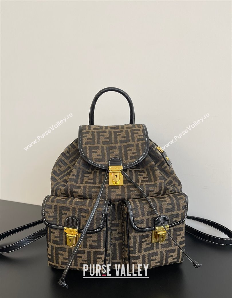 Fendi Vintage Backpack Bag in FF Fabric Brown 2025 0210 (AFEI-250210046)