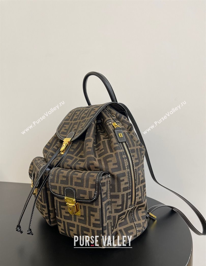 Fendi Vintage Backpack Bag in FF Fabric Brown 2025 0210 (AFEI-250210046)