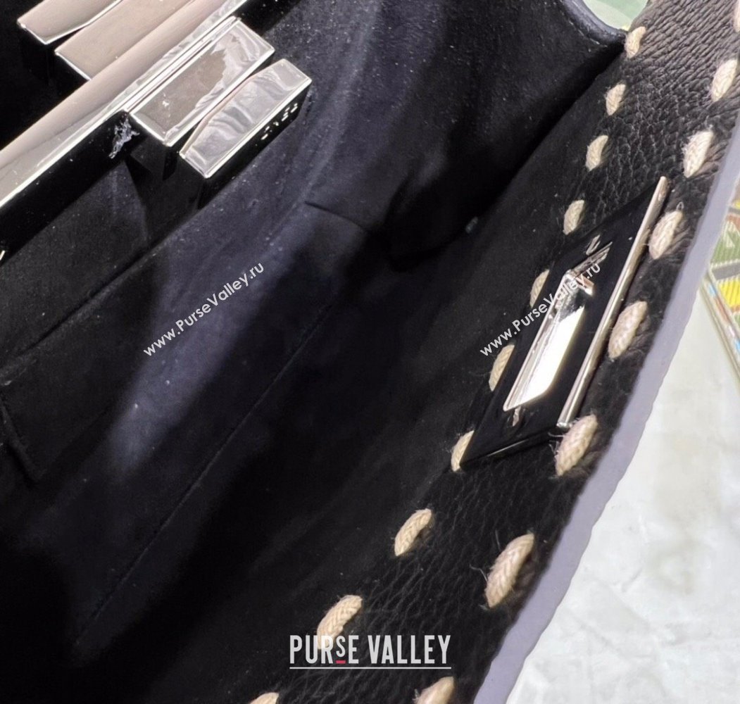 Fendi Peekaboo Mini Bag with Topstitches in Romano Leather Black 2025 8BN244 (AFEI-250208023)