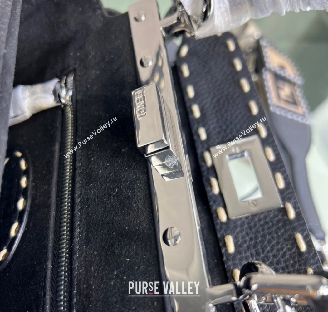 Fendi Peekaboo Mini Bag with Topstitches in Romano Leather Black 2025 8BN244 (AFEI-250208023)