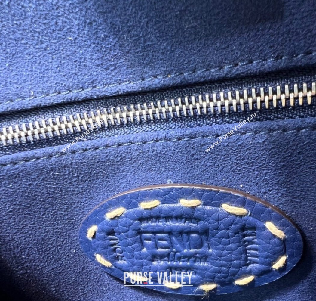 Fendi Peekaboo Mini Bag with Topstitches in Romano Leather Blue 2025 8BN244 (AFEI-250208025)