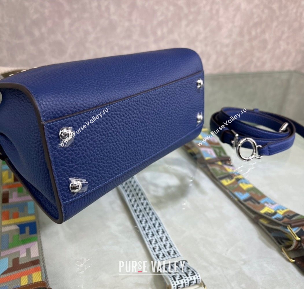 Fendi Peekaboo Mini Bag with Topstitches in Romano Leather Blue 2025 8BN244 (AFEI-250208025)