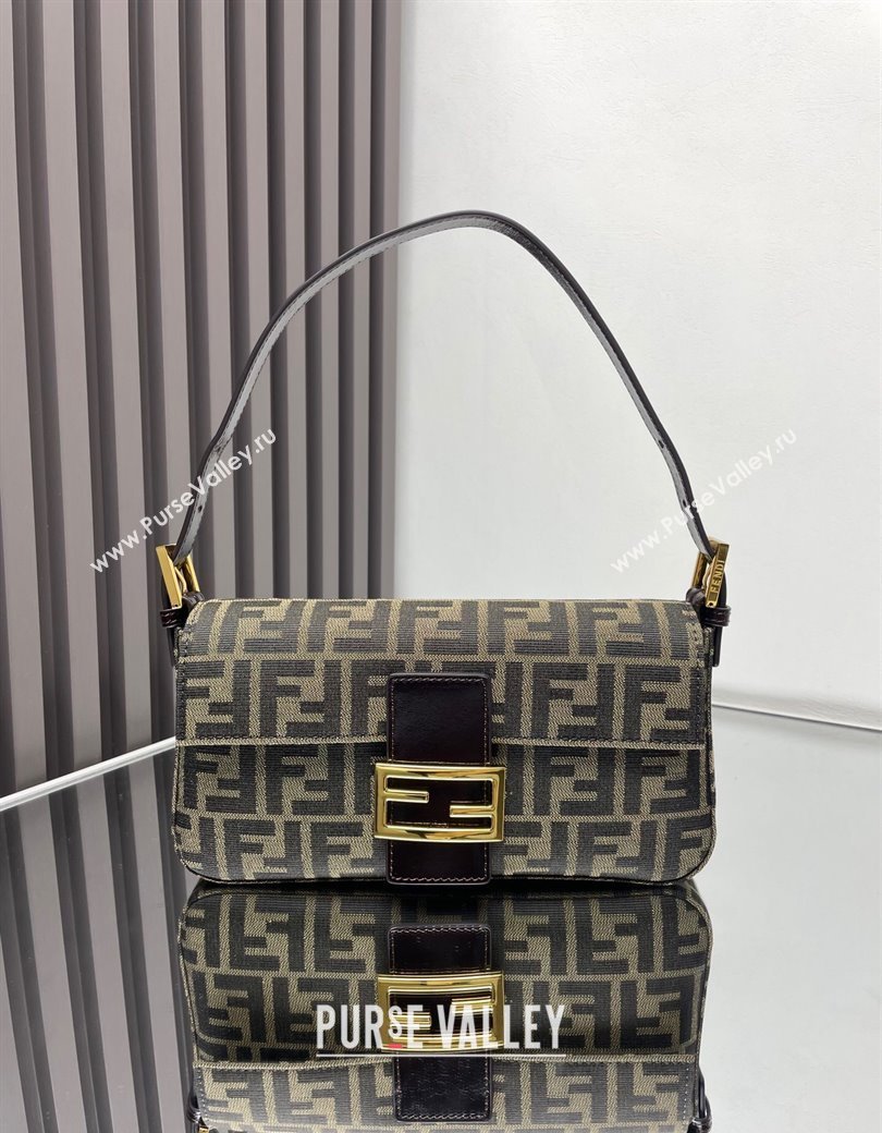 Fendi Baguette 1997 Medium Bag in FF Fabric Brown/Gold 2025 8657 (AFEI-250210042)