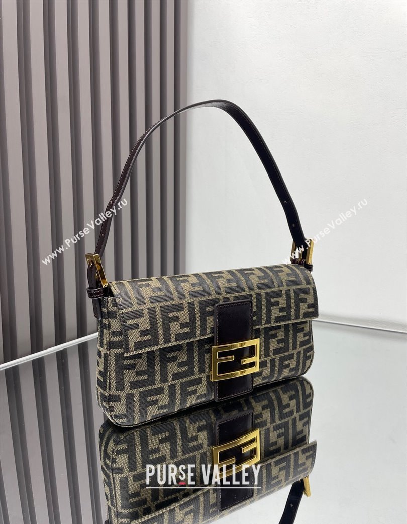 Fendi Baguette 1997 Medium Bag in FF Fabric Brown/Gold 2025 8657 (AFEI-250210042)