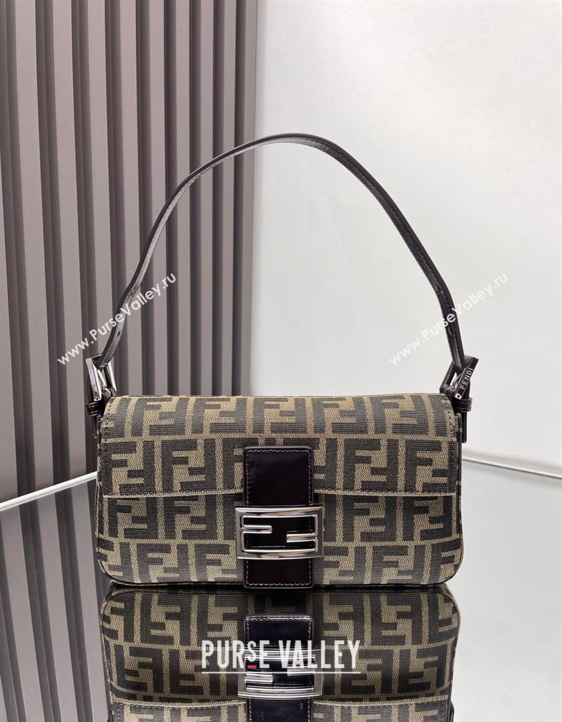 Fendi Baguette 1997 Medium Bag in FF Fabric Brown/Silver 2025 8657 (AFEI-250210043)