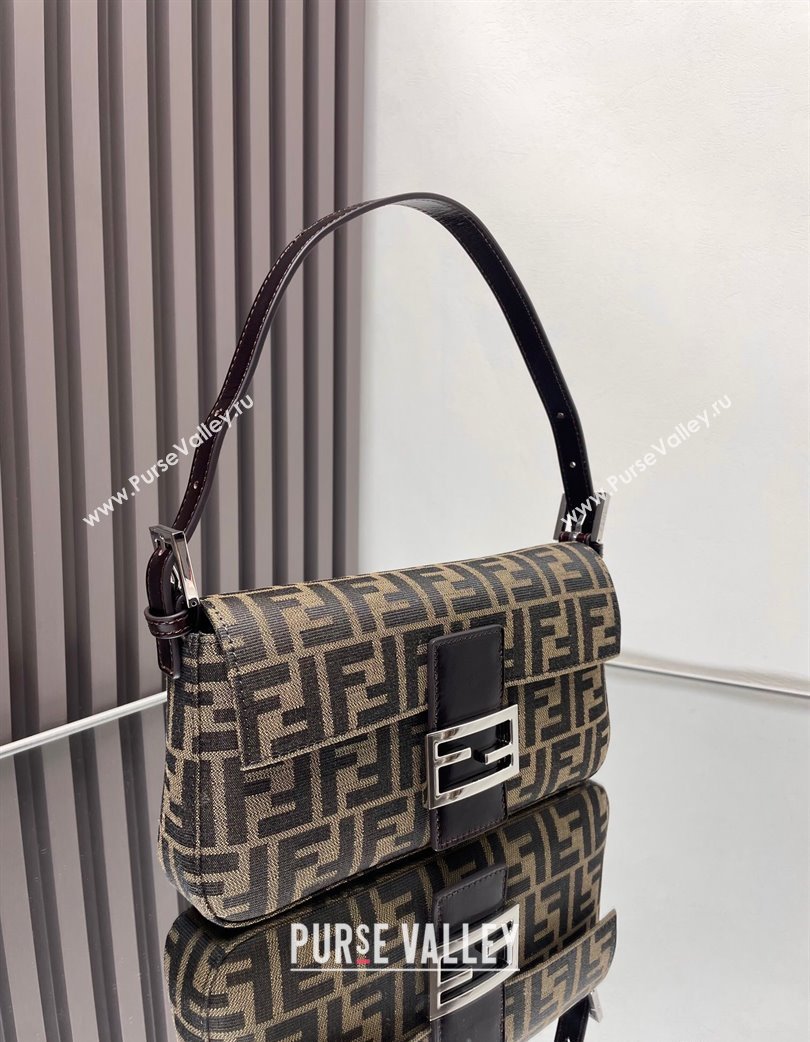 Fendi Baguette 1997 Medium Bag in FF Fabric Brown/Silver 2025 8657 (AFEI-250210043)