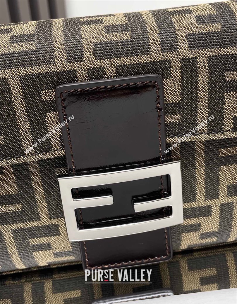 Fendi Baguette 1997 Medium Bag in FF Fabric Brown/Silver 2025 8657 (AFEI-250210043)