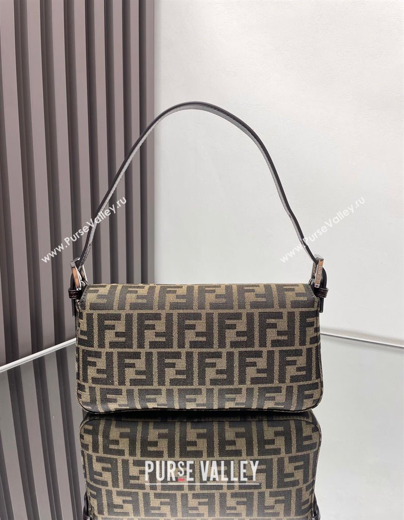 Fendi Baguette 1997 Medium Bag in FF Fabric Brown/Silver 2025 8657 (AFEI-250210043)