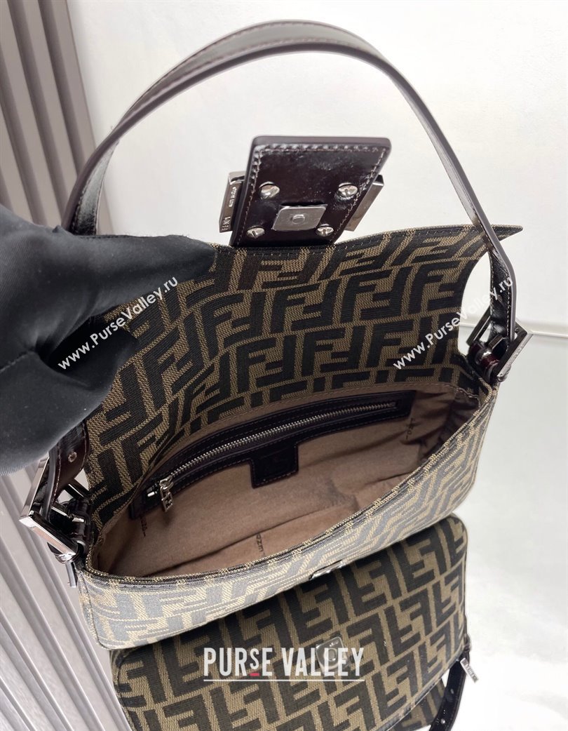 Fendi Baguette 1997 Medium Bag in FF Fabric Brown/Silver 2025 8657 (AFEI-250210043)
