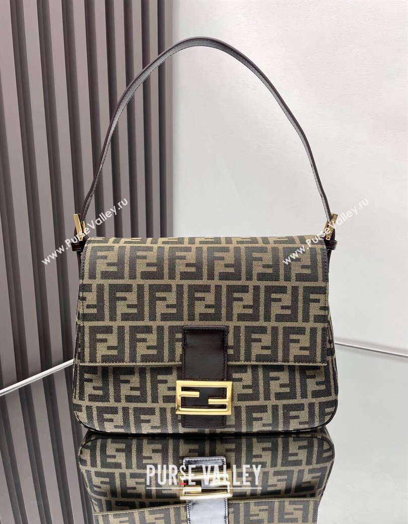 Fendi Vintage Medium Hobo Bag in FF Fabric Brown/Gold 2025 0210 (AFEI-250210044)