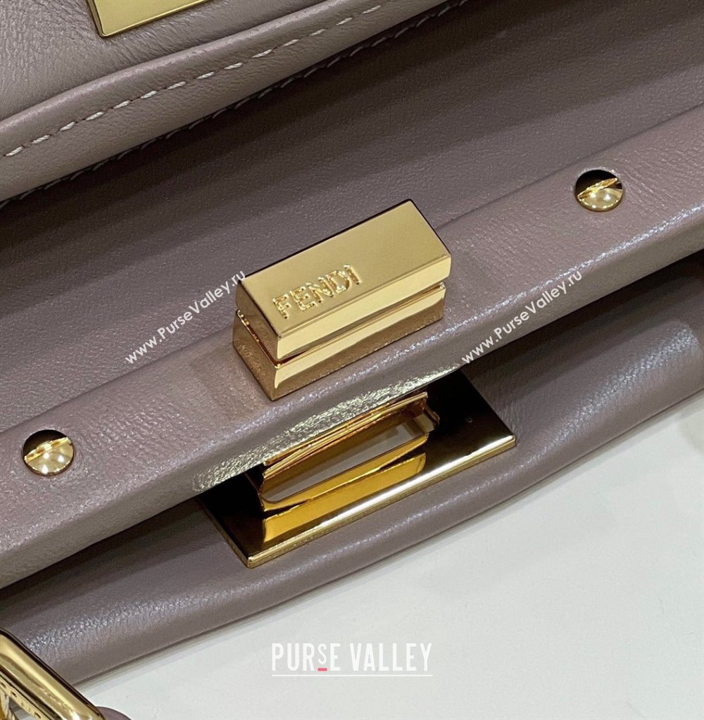 Fendi Peekaboo Mini Bag in Soft Lambskin Grey 2025 2590 (CL-250208034)