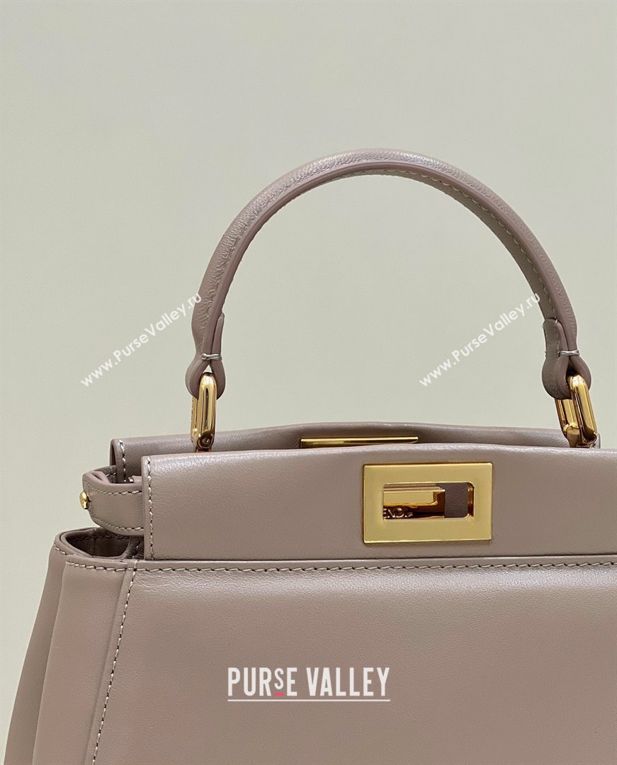 Fendi Peekaboo Mini Bag in Soft Lambskin Grey 2025 2590 (CL-250208034)