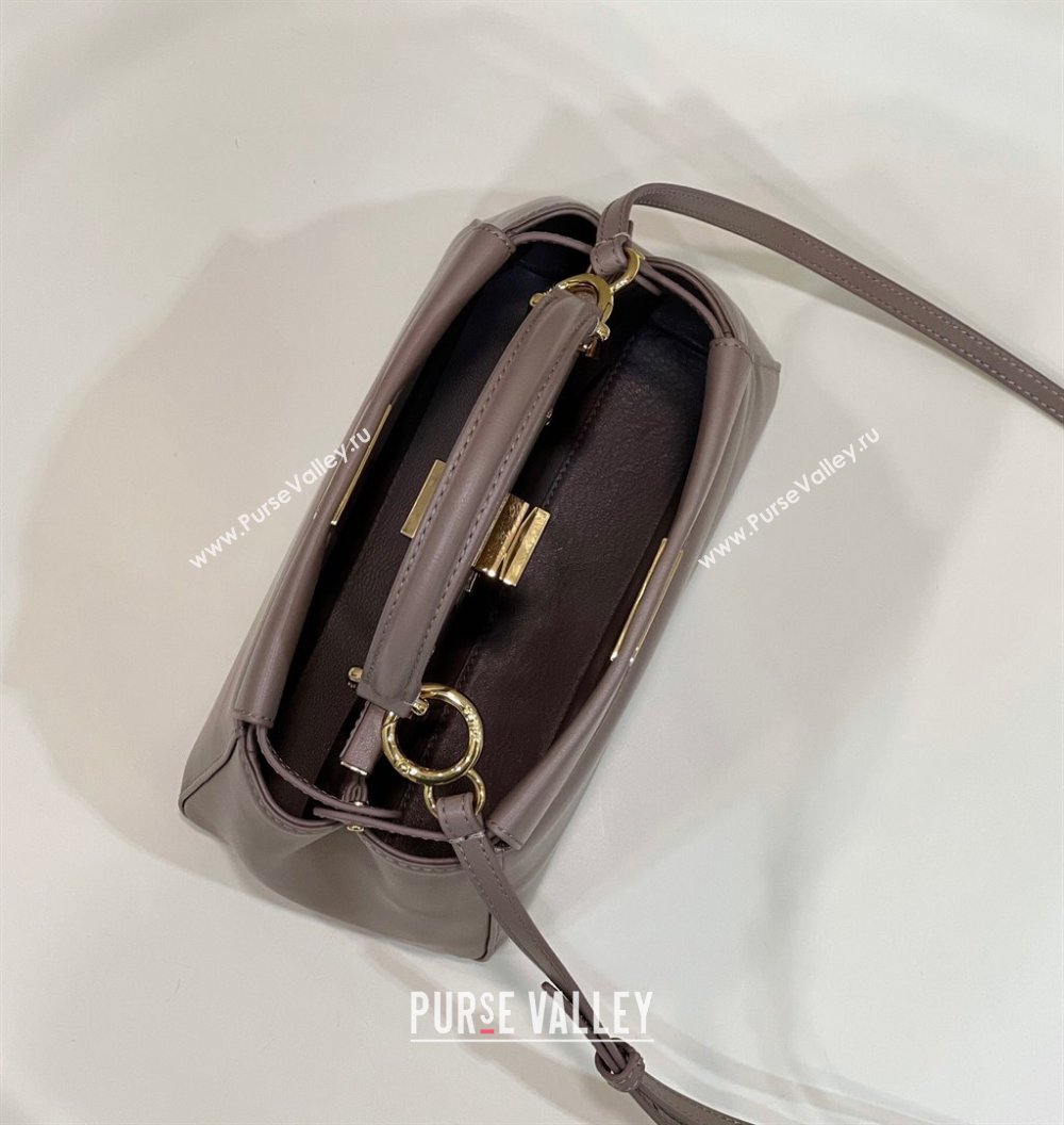 Fendi Peekaboo Mini Bag in Soft Lambskin Grey 2025 2590 (CL-250208034)