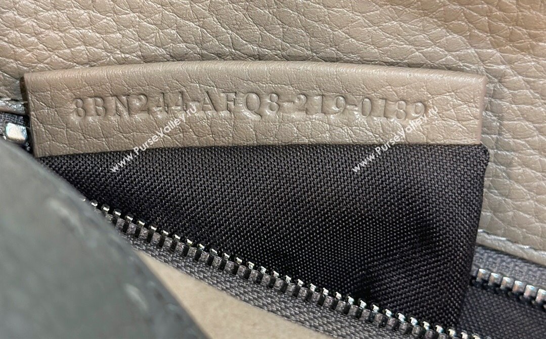 Fendi Peekaboo Mini Bag in Litchi-Grained Leather Dark Grey 2025 2590 (CL-250208035)