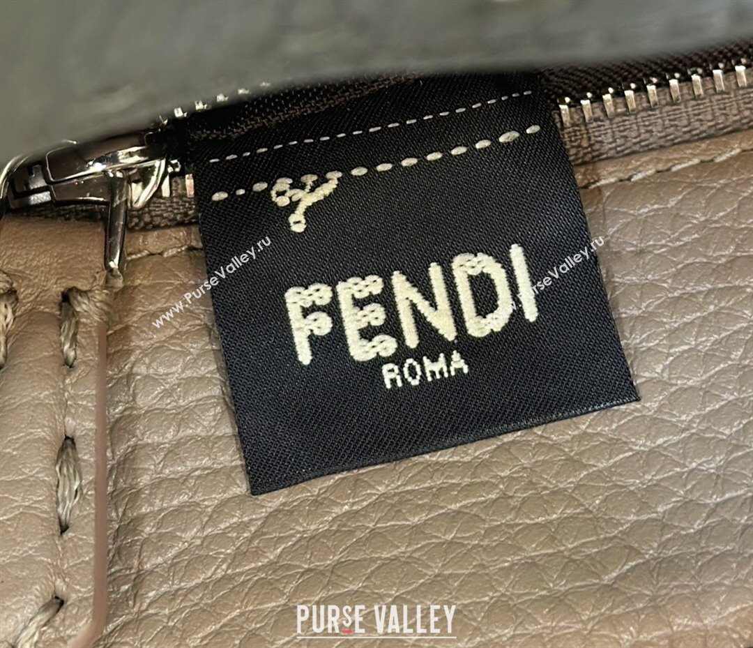 Fendi Peekaboo Mini Bag in Litchi-Grained Leather Dark Grey 2025 2590 (CL-250208035)