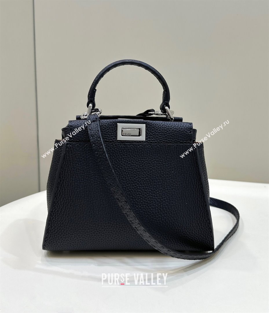 Fendi Peekaboo Mini Bag in Litchi-Grained Leather Black 2025 2590 (CL-250208032)