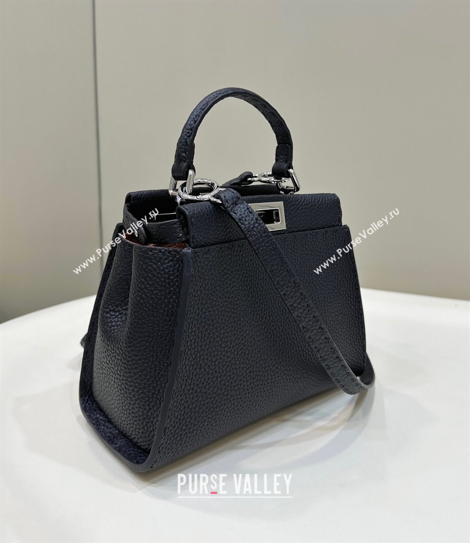 Fendi Peekaboo Mini Bag in Litchi-Grained Leather Black 2025 2590 (CL-250208032)