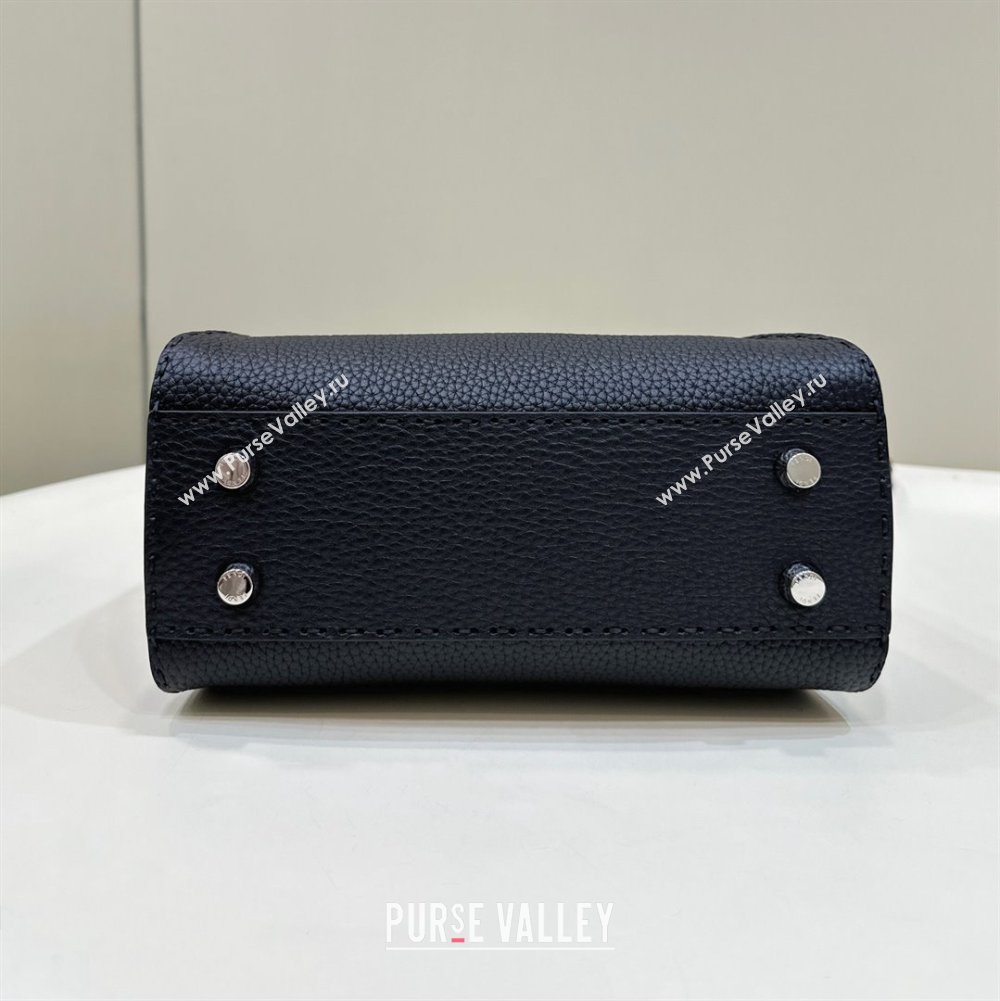 Fendi Peekaboo Mini Bag in Litchi-Grained Leather Black 2025 2590 (CL-250208032)