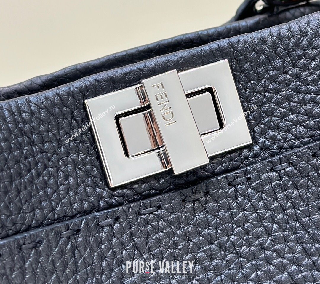 Fendi Peekaboo Mini Bag in Litchi-Grained Leather Black 2025 2590 (CL-250208032)