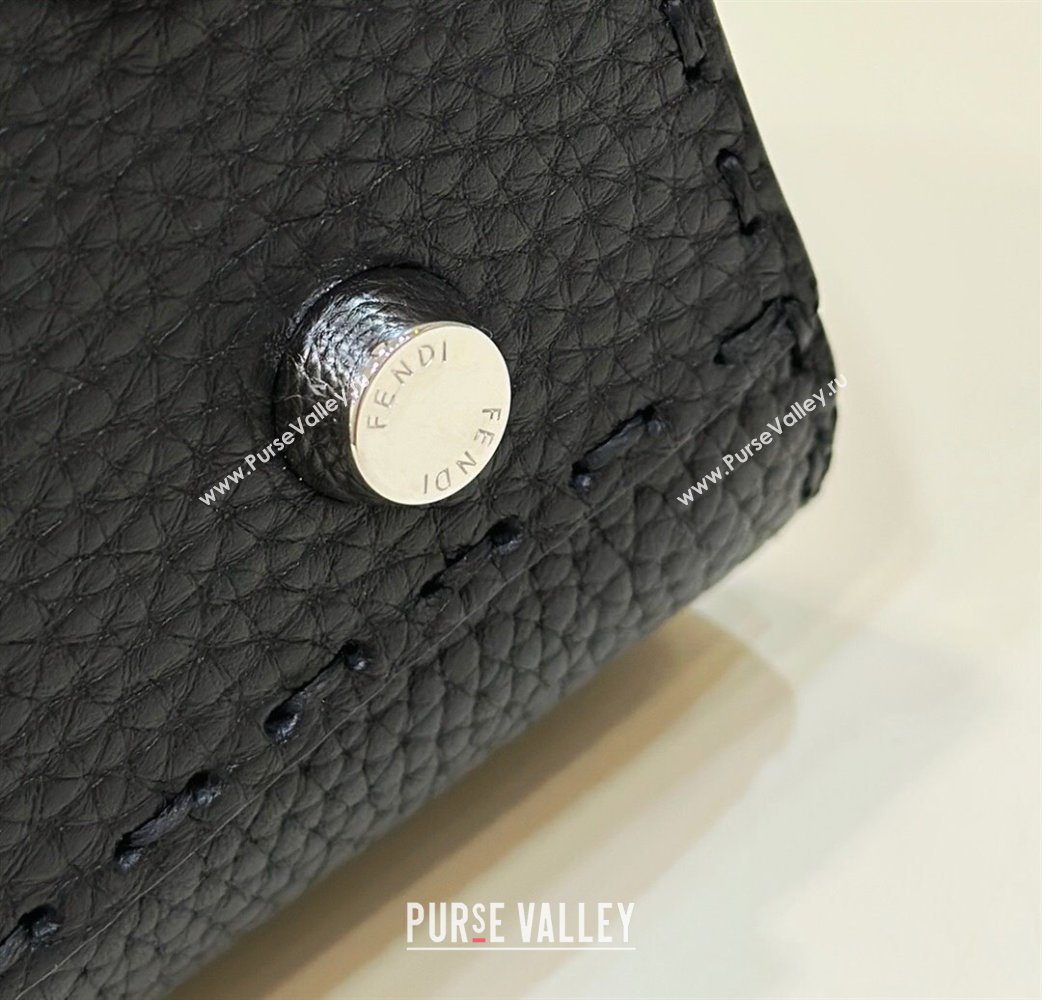 Fendi Peekaboo Mini Bag in Litchi-Grained Leather Black 2025 2590 (CL-250208032)