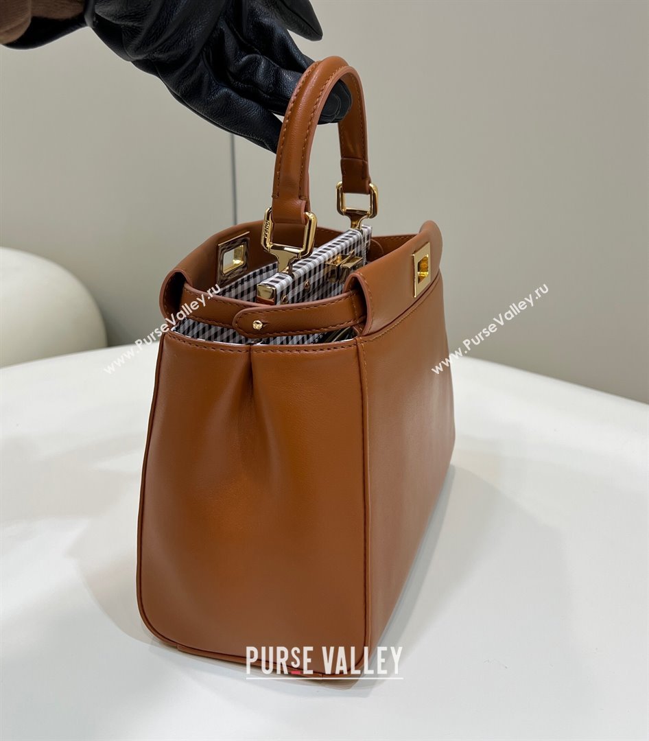 Fendi Peekaboo Mini Bag in Soft Lambskin Brown 2025 8315B (CL-250208041)