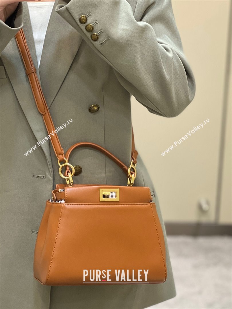 Fendi Peekaboo Mini Bag in Soft Lambskin Brown 2025 8315B (CL-250208041)