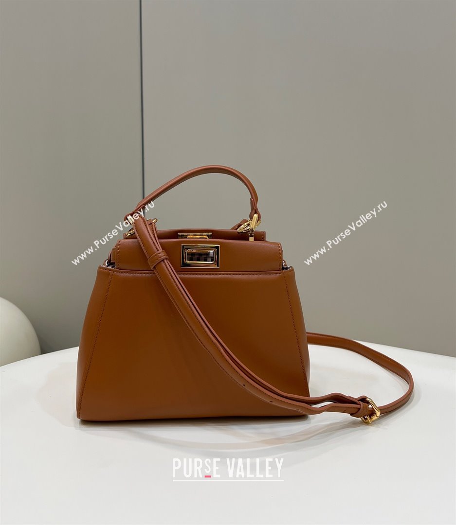 Fendi Peekaboo Mini Bag in Soft Lambskin Brown 2025 8315B (CL-250208041)