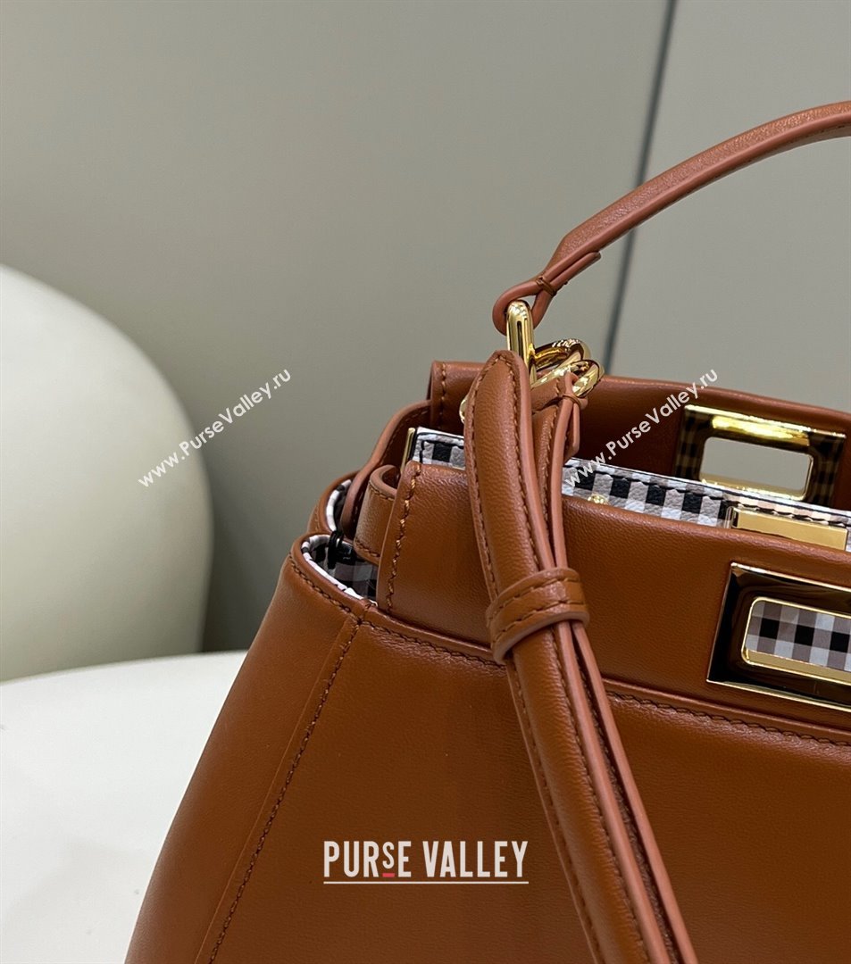 Fendi Peekaboo Mini Bag in Soft Lambskin Brown 2025 8315B (CL-250208041)