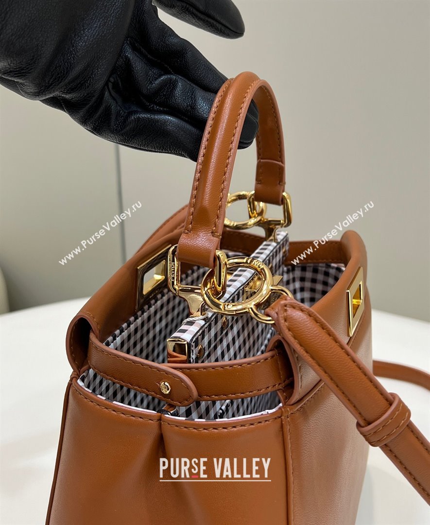 Fendi Peekaboo Mini Bag in Soft Lambskin Brown 2025 8315B (CL-250208041)