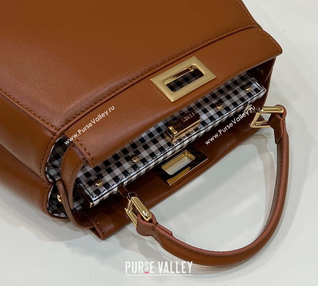 Fendi Peekaboo Mini Bag in Soft Lambskin Brown 2025 8315B (CL-250208041)