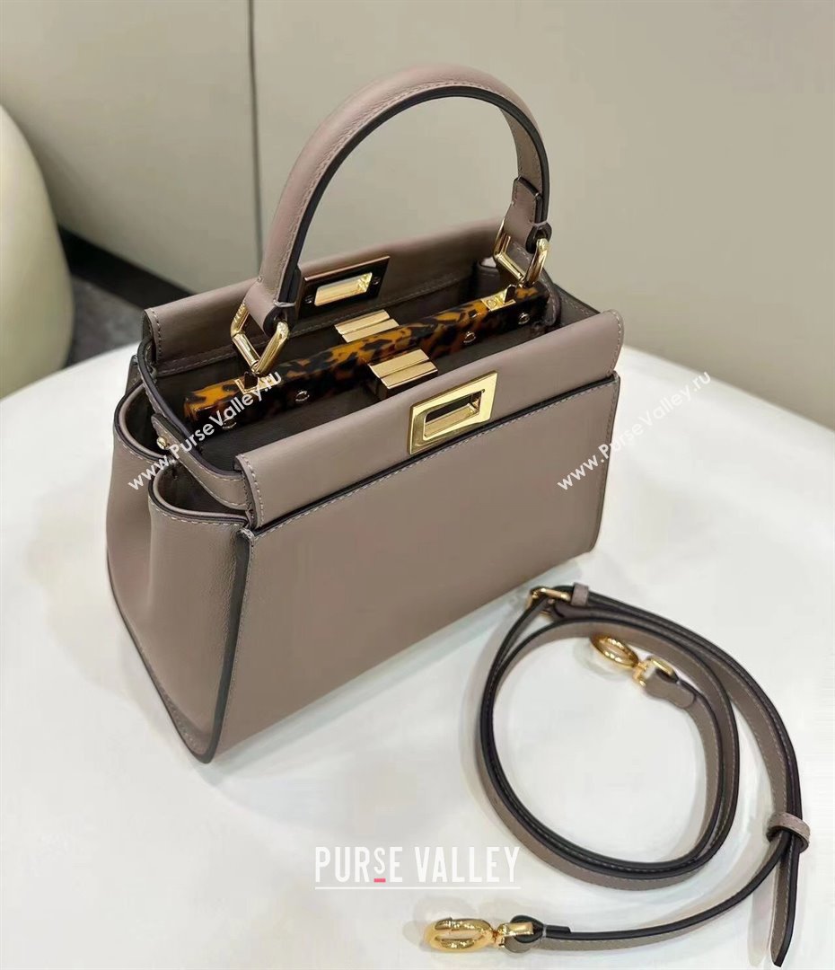 Fendi Peekaboo Mini Bag in Calfskin Leather Dove Grey 2025 2125 Top Quality (CL-250208053)