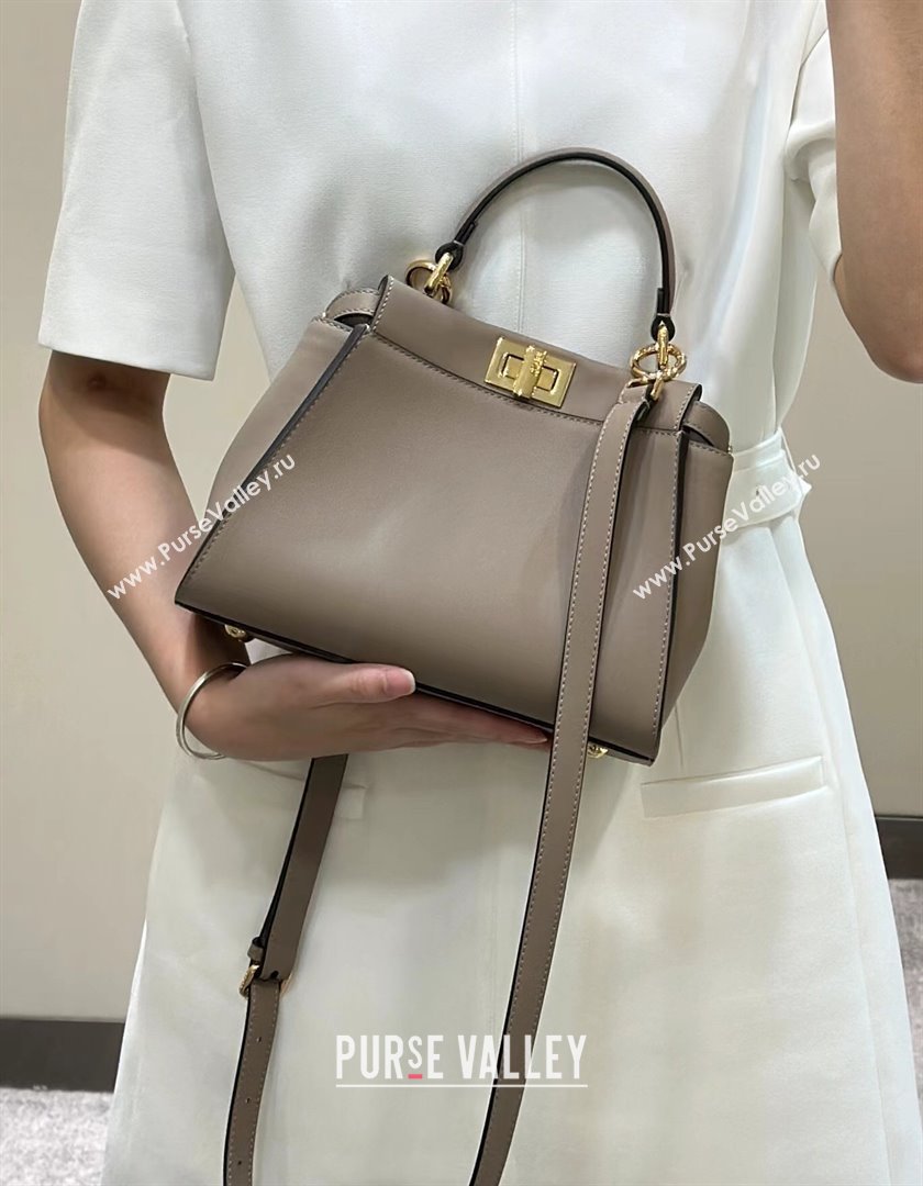 Fendi Peekaboo Mini Bag in Calfskin Leather Dove Grey 2025 2125 Top Quality (CL-250208053)