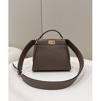 Fendi Peekaboo Mini Bag in Calfskin Leather Elephant Grey 2025 2125 Top Quality (CL-250208055)