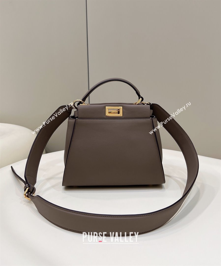Fendi Peekaboo Mini Bag in Calfskin Leather Elephant Grey 2025 2125 Top Quality (CL-250208055)