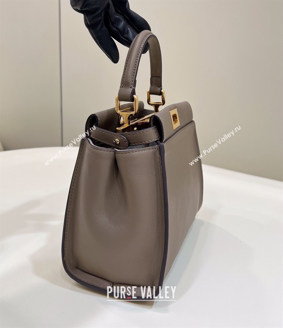 Fendi Peekaboo Mini Bag in Calfskin Leather Elephant Grey 2025 2125 Top Quality (CL-250208055)