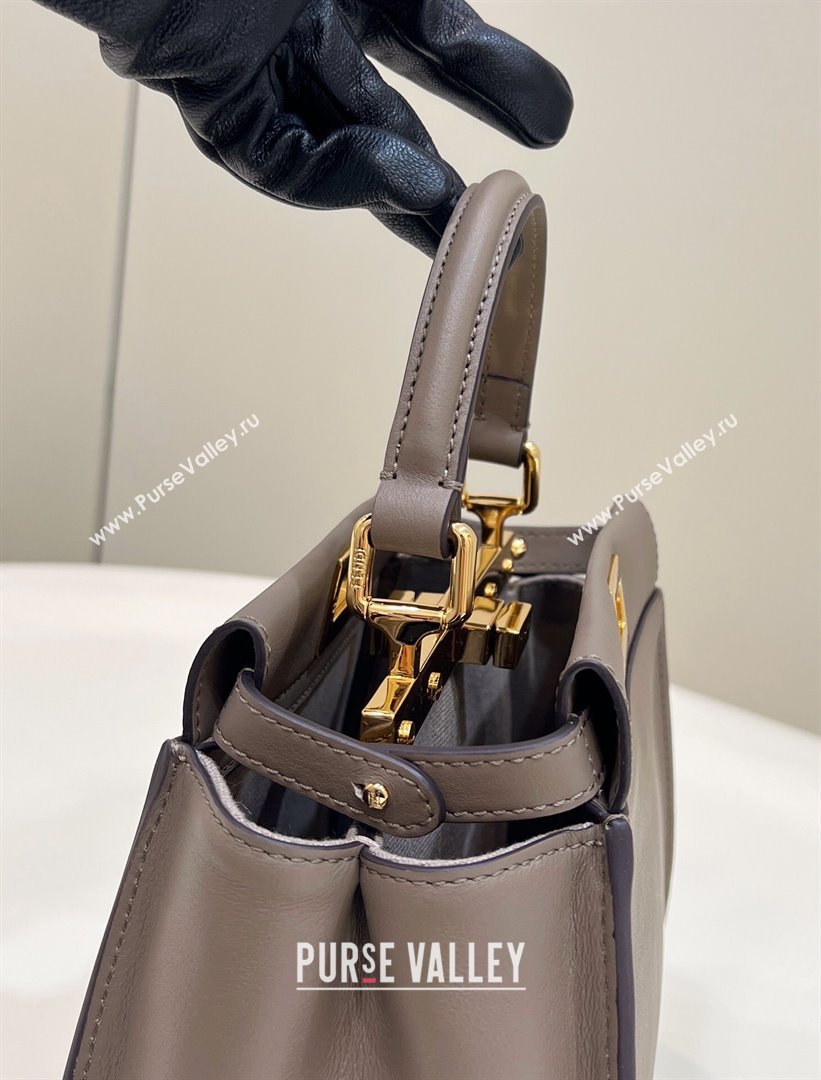Fendi Peekaboo Mini Bag in Calfskin Leather Elephant Grey 2025 2125 Top Quality (CL-250208055)