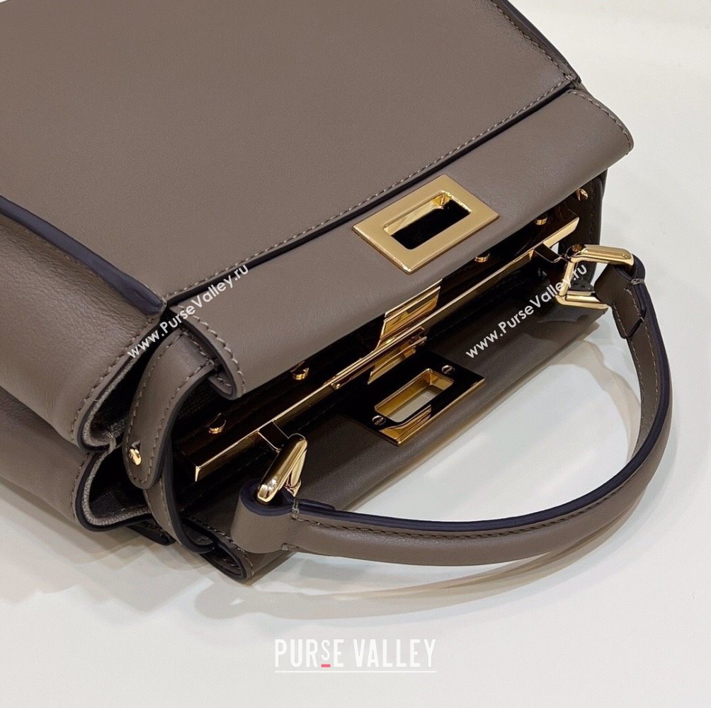 Fendi Peekaboo Mini Bag in Calfskin Leather Elephant Grey 2025 2125 Top Quality (CL-250208055)
