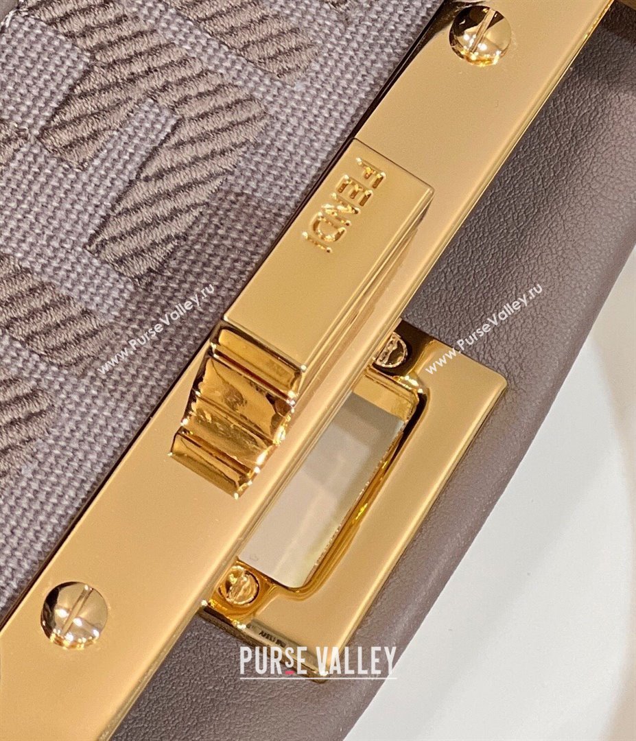 Fendi Peekaboo Mini Bag in Calfskin Leather Elephant Grey 2025 2125 Top Quality (CL-250208055)