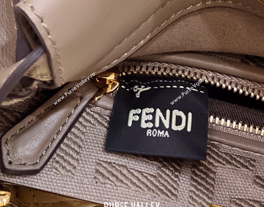 Fendi Peekaboo Mini Bag in Calfskin Leather Elephant Grey 2025 2125 Top Quality (CL-250208055)