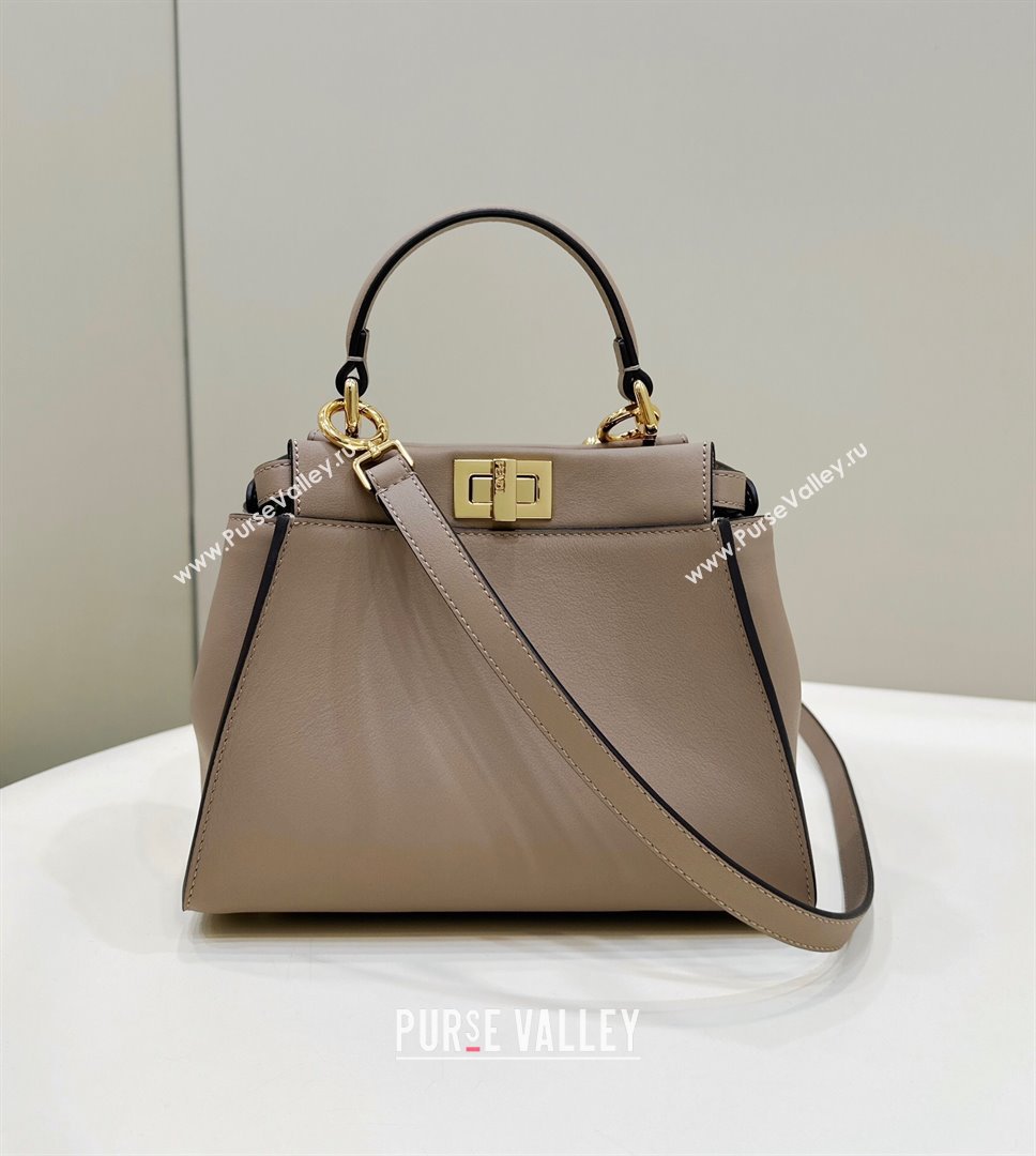 Fendi Peekaboo Mini Bag in Calfskin Leather Dove Grey 2025 2125 Top Quality (CL-250208053)