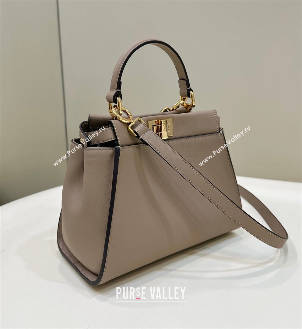 Fendi Peekaboo Mini Bag in Calfskin Leather Dove Grey 2025 2125 Top Quality (CL-250208053)