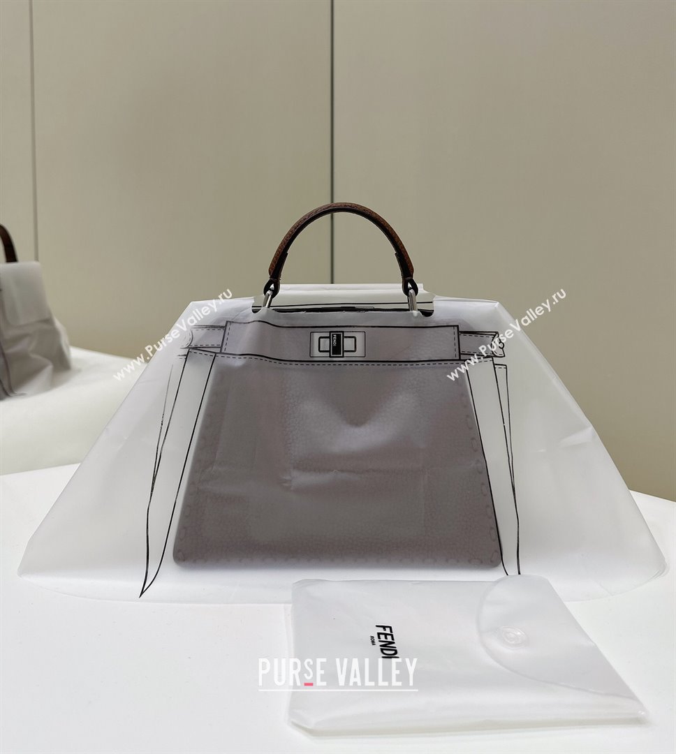 Fendi Peekaboo ISeeU Petite Bag in Grained Leather with Oversized topstitching Dark Brown 2025 80133 top (CL-250210011)