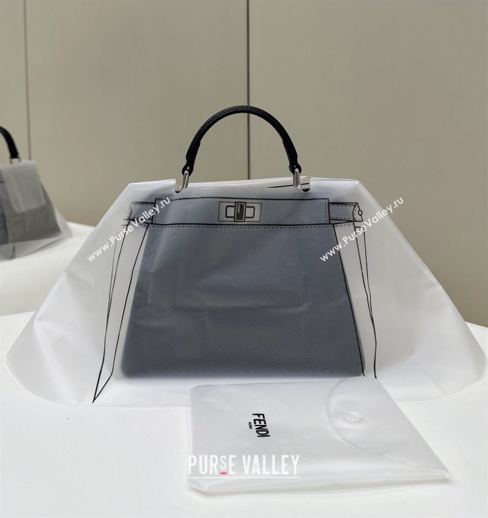 Fendi Peekaboo ISeeU Petite Bag in Grained Leather with Oversized topstitching Black 2025 80133 top (CL-250210010)