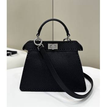 Fendi Peekaboo ISeeU Petite Bag in Grained Leather with Oversized topstitching Black 2025 80133 top (CL-250210010)