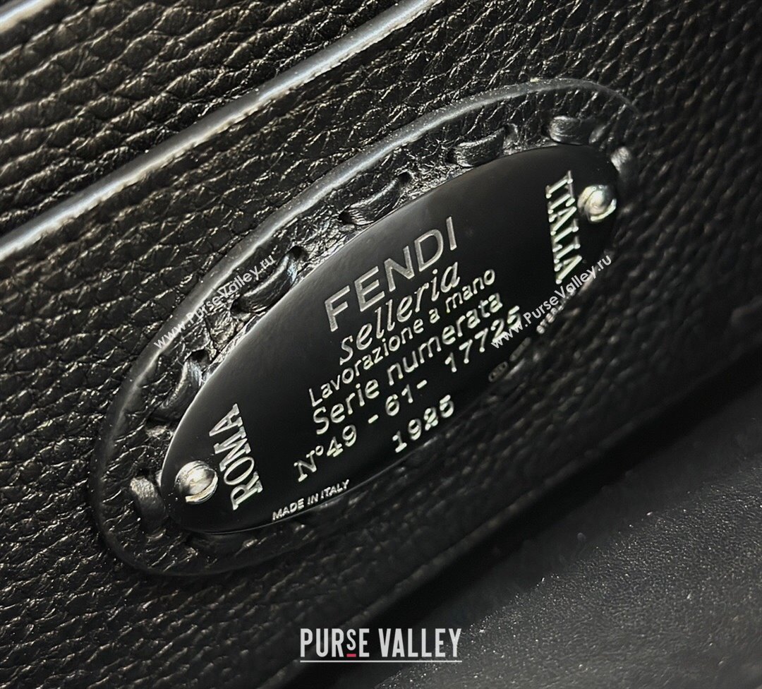 Fendi Peekaboo ISeeU Petite Bag in Grained Leather with Oversized topstitching Black 2025 80133 top (CL-250210010)